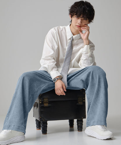 SUI-1998 デニムパンツ ワイドサイズ テーパード F496-498