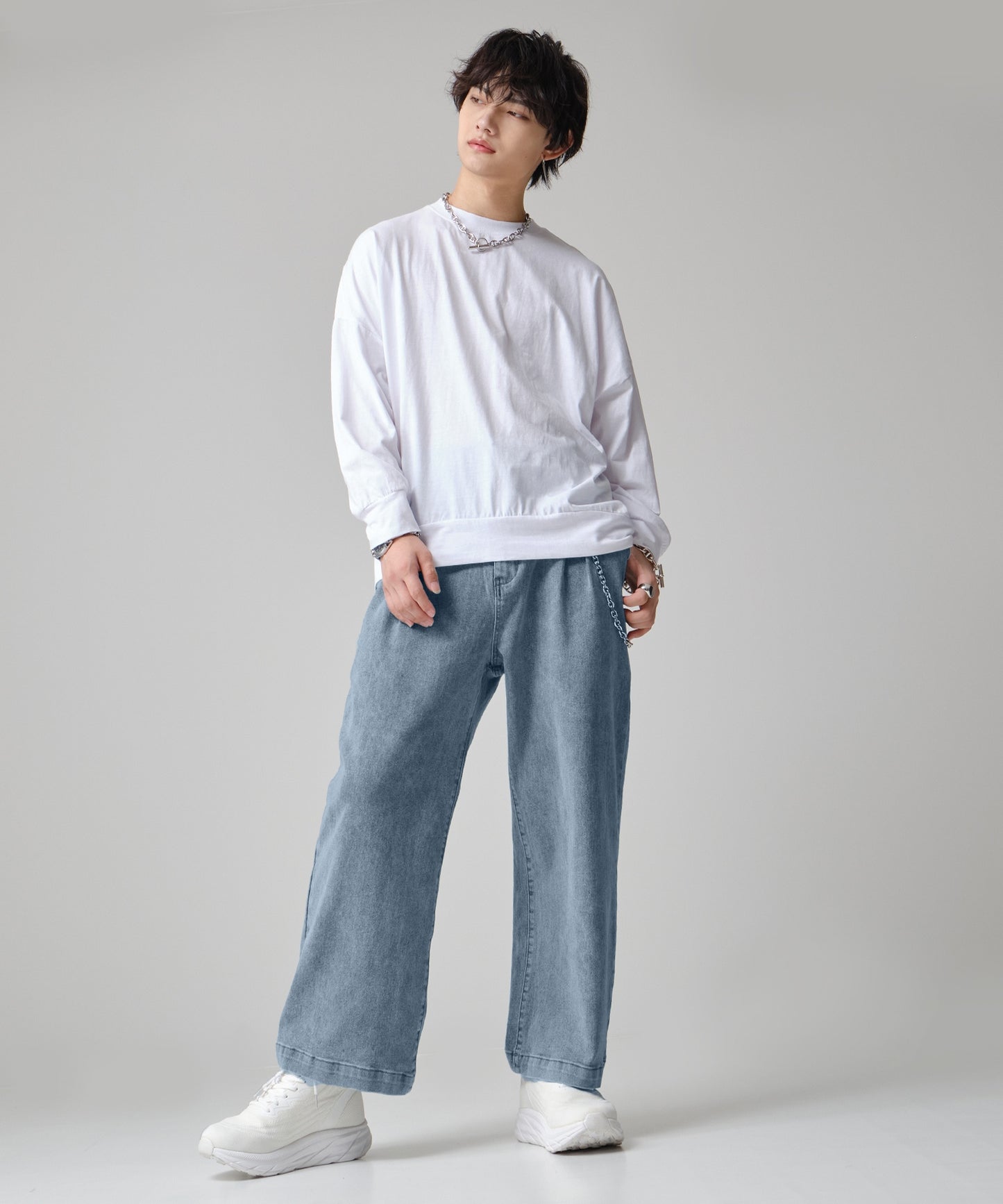 SUI-1998 デニムパンツ ワイドサイズ テーパード F496-498