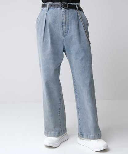 SUI-1998 デニムパンツ ワイドサイズ テーパード F496-498