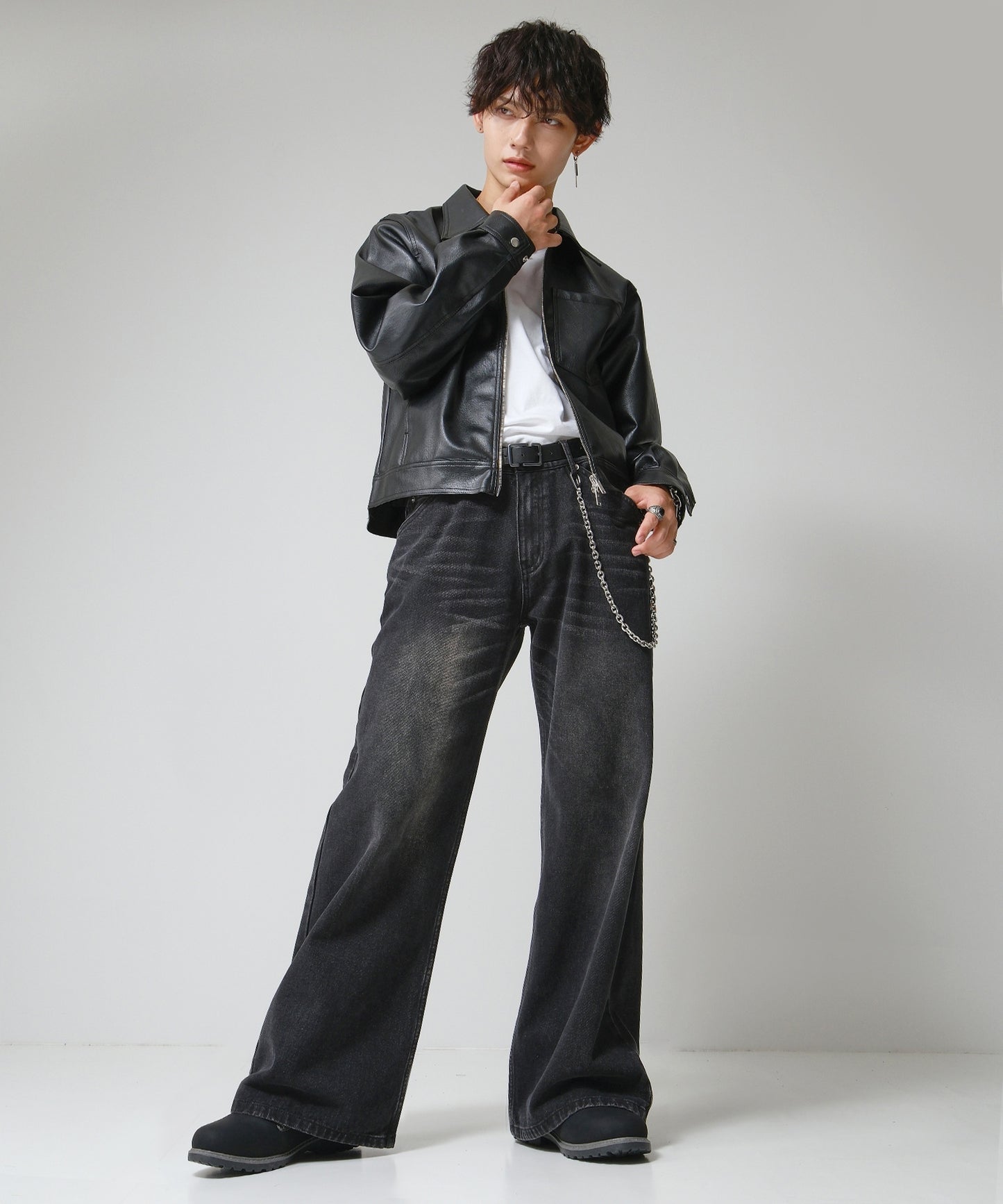 SUI-1998 フレアパンツ ワイドサイズ デニム ダメージ加工 メンズ F505-506