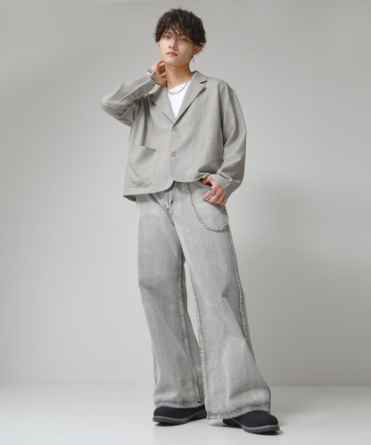 SUI-1998 フレアパンツ ワイドサイズ デニム ダメージ加工 メンズ F505-506