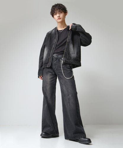 SUI-1998 フレアパンツ ワイドサイズ デニム ダメージ加工 メンズ F505-506