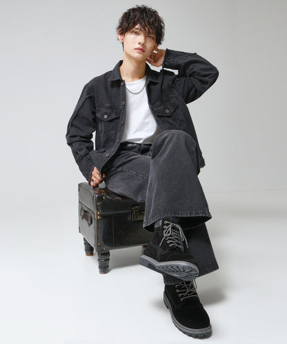 SUI-1998 身長 ７cm UP シークレットシューズ 本革 スエード ワークブーツ 靴 メンズ j-kutu50-51