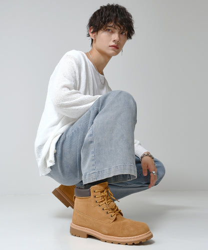 SUI-1998 身長 ７cm UP シークレットシューズ 本革 スエード ワークブーツ 靴 メンズ j-kutu50-51