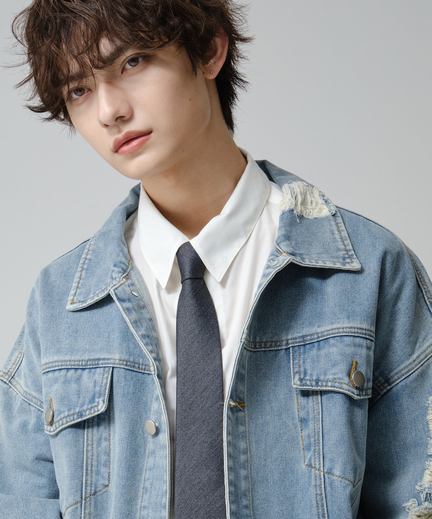 SUI-1998 ネクタイ 6cm グレー ダ－クグレー シンプル 二色糸 メンズ ネクタイ kkne1