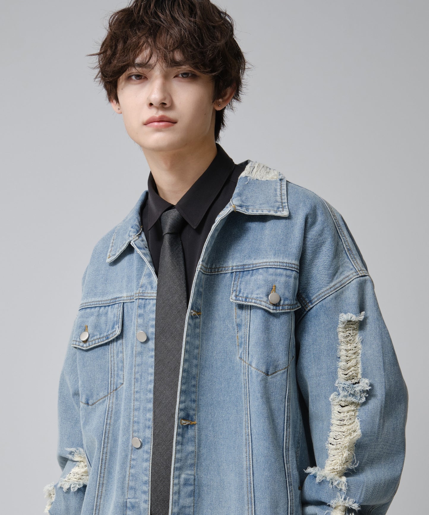 SUI-1998 ネクタイ 7cm グレー ダ－クグレー シンプル 二色糸 メンズ ネクタイ kkne11