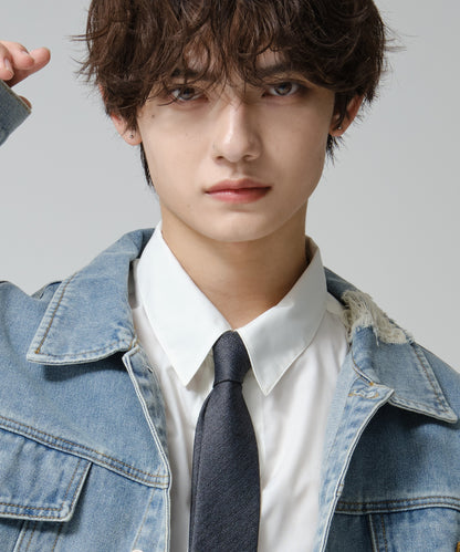 SUI-1998 ネクタイ 7cm グレー ダ－クグレー シンプル 二色糸 メンズ ネクタイ kkne11