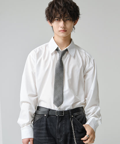 SUI-1998 ネクタイ 7cm シルバー ダークグレー シンプル 二色糸 メンズ ネクタイ kkne12