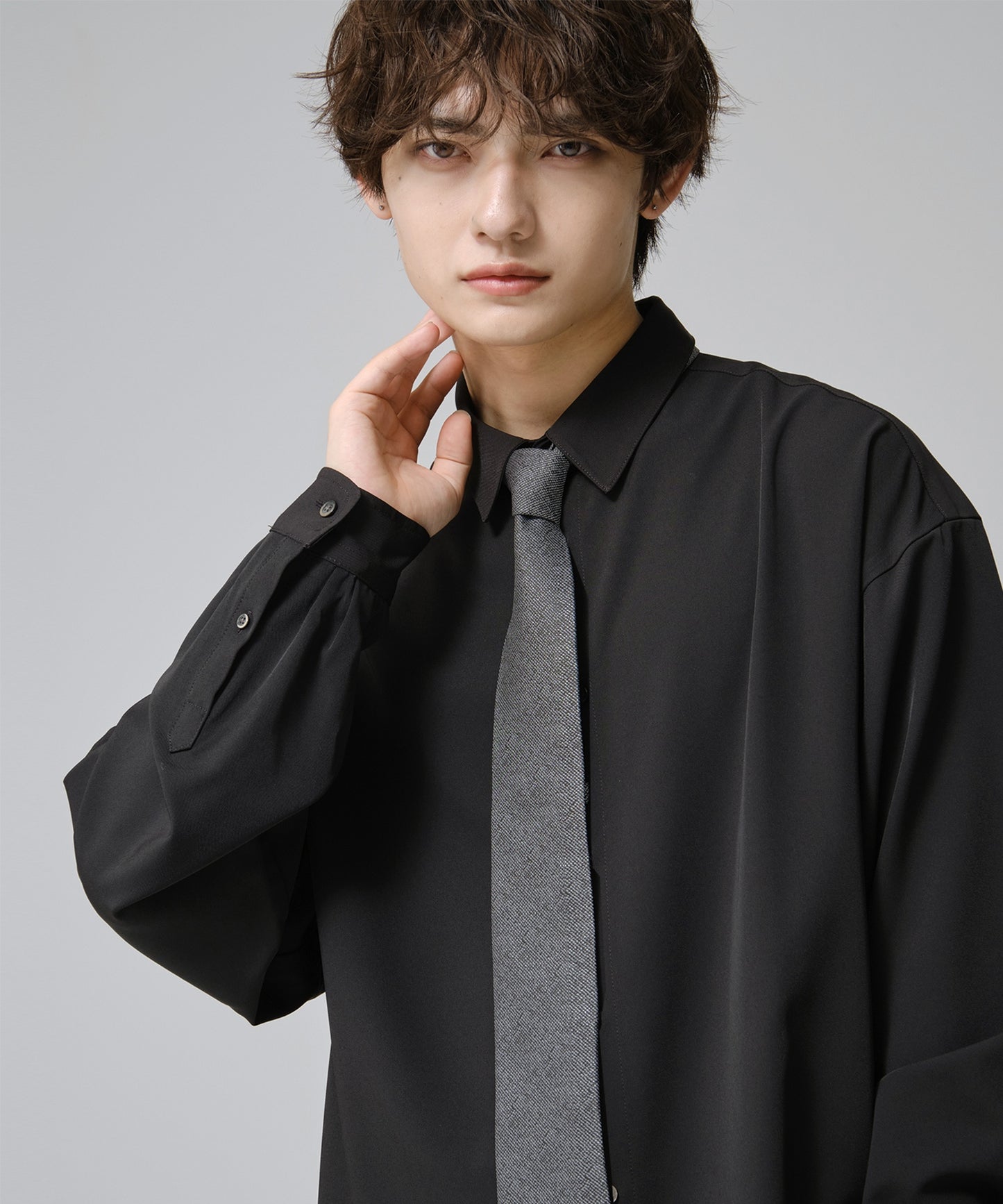 SUI-1998 ネクタイ 7cm シルバー ダークグレー シンプル 二色糸 メンズ ネクタイ kkne12