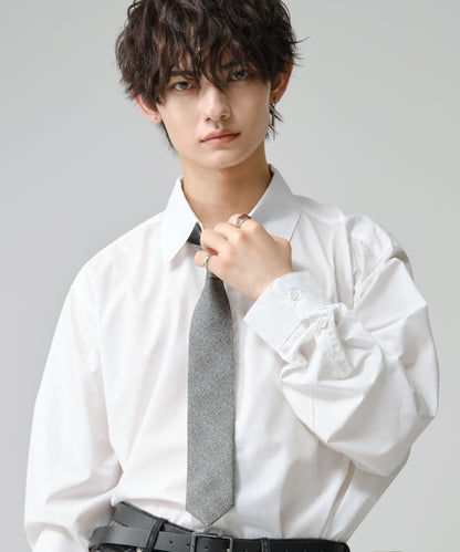 SUI-1998 ネクタイ 7cm シルバー ダークグレー シンプル 二色糸 メンズ ネクタイ kkne12