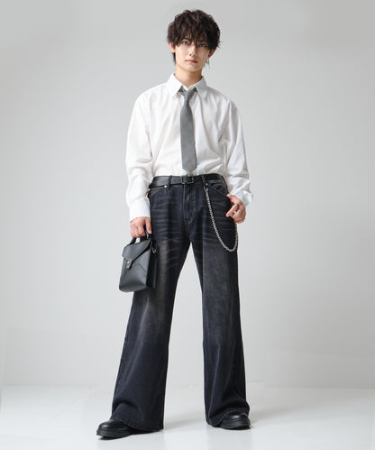 SUI-1998 ネクタイ 7cm シルバー ダークグレー シンプル 二色糸 メンズ ネクタイ kkne12