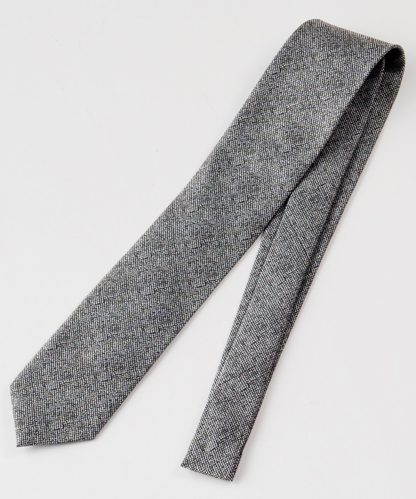 SUI-1998 ネクタイ 7cm シルバー ダークグレー シンプル 二色糸 メンズ ネクタイ kkne12
