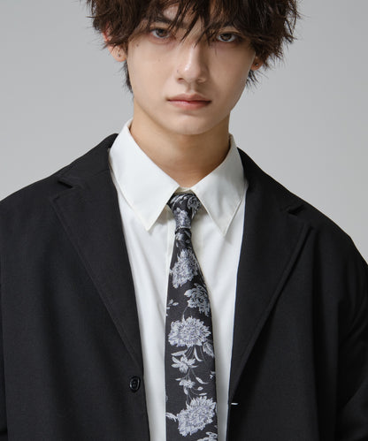 SUI-1998 ネクタイ 7cm ブラック 花柄 ボタニカル 華やか メンズ ネクタイ kkne13