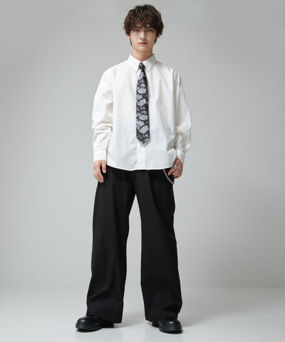 SUI-1998 ネクタイ 7cm ブラック 花柄 ボタニカル 華やか メンズ ネクタイ kkne13