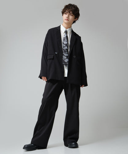 SUI-1998 ネクタイ 7cm ブラック 花柄 ボタニカル 華やか メンズ ネクタイ kkne13