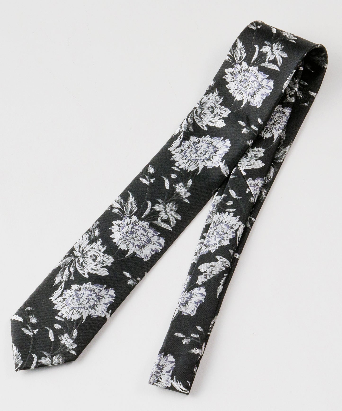 SUI-1998 ネクタイ 7cm ブラック 花柄 ボタニカル 華やか メンズ ネクタイ kkne13
