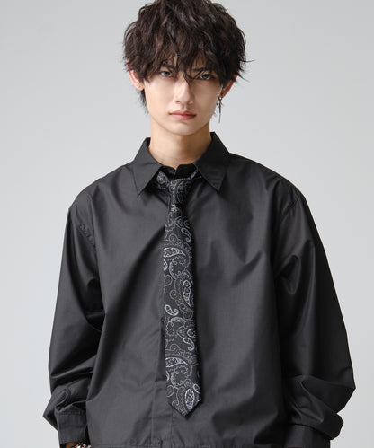 SUI-1998 ネクタイ 7cm ブラック シルバーペイズリー エレガント 柄 メンズ ネクタイ kkne14