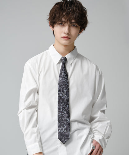 SUI-1998 ネクタイ 7cm ブラック シルバーペイズリー エレガント 柄 メンズ ネクタイ kkne14