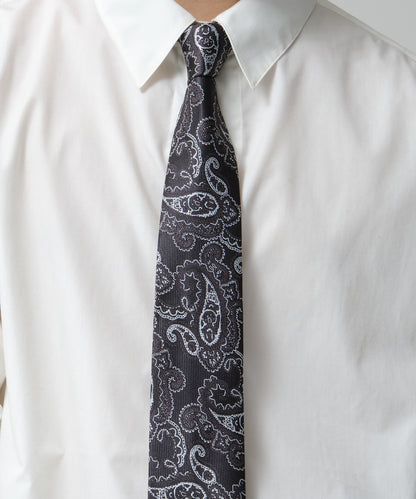 SUI-1998 ネクタイ 7cm ブラック シルバーペイズリー エレガント 柄 メンズ ネクタイ kkne14