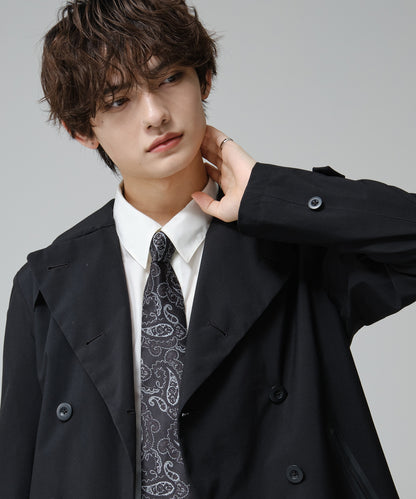 SUI-1998 ネクタイ 7cm ブラック シルバーペイズリー エレガント 柄 メンズ ネクタイ kkne14