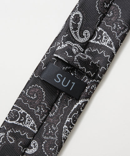 SUI-1998 ネクタイ 7cm ブラック シルバーペイズリー エレガント 柄 メンズ ネクタイ kkne14