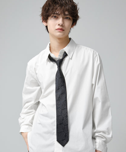 SUI-1998 ネクタイ 7cm ブラック ダークペイズリー シンプル 柄 メンズ ネクタイ kkne15