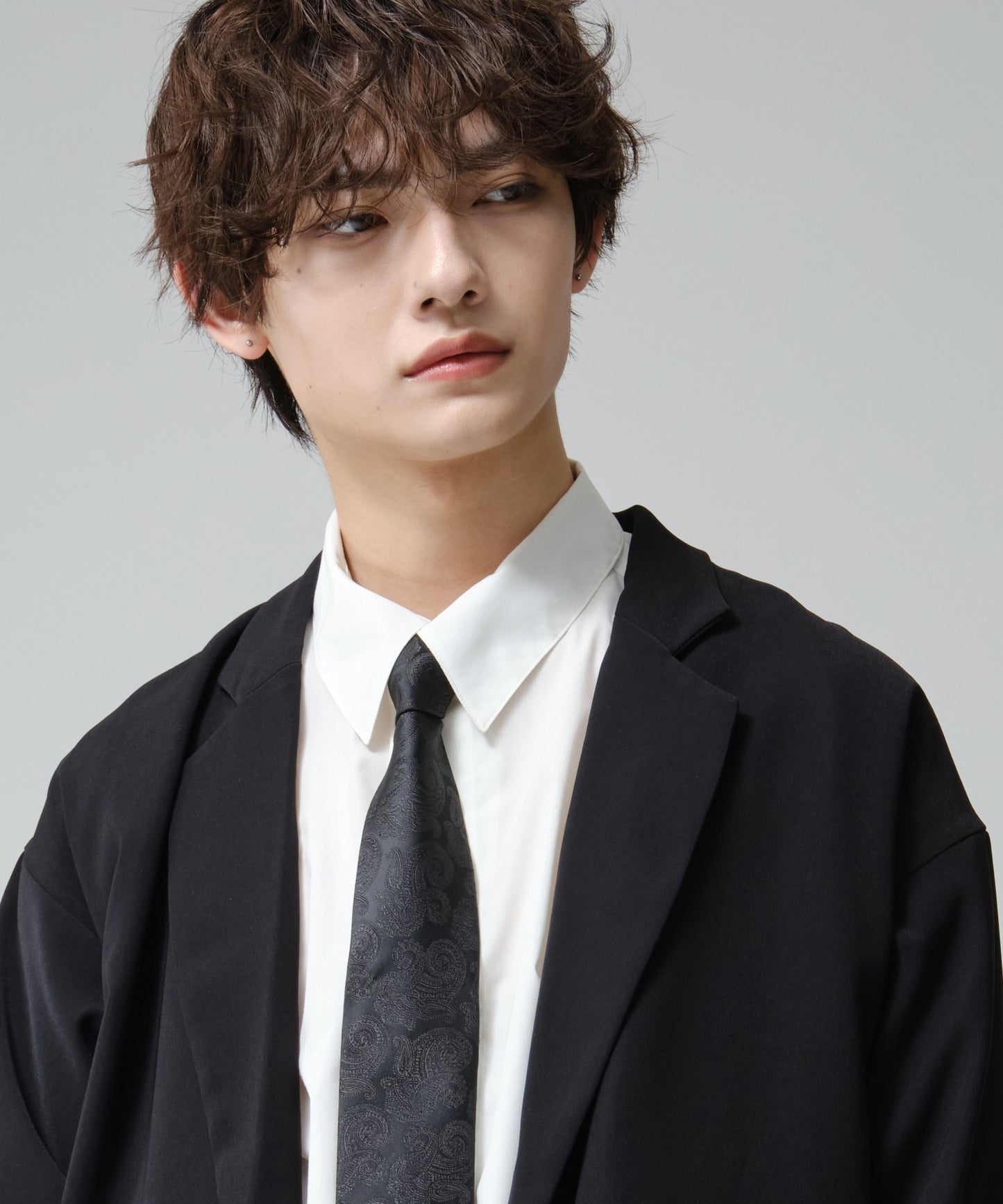 SUI-1998 ネクタイ 7cm ブラック ダークペイズリー シンプル 柄 メンズ ネクタイ kkne15