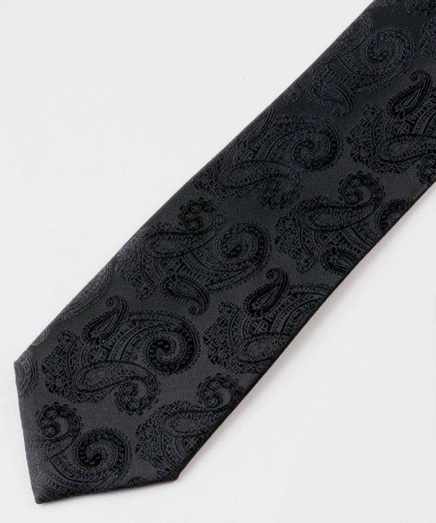 SUI-1998 ネクタイ 7cm ブラック ダークペイズリー シンプル 柄 メンズ ネクタイ kkne15