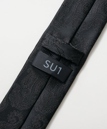 SUI-1998 ネクタイ 7cm ブラック ダークペイズリー シンプル 柄 メンズ ネクタイ kkne15