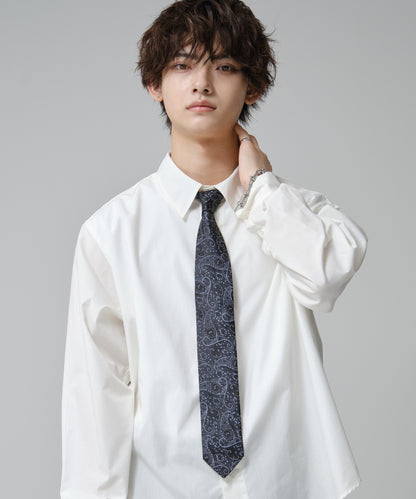 SUI-1998 ネクタイ 7cm ブラック シルバーブルーペイズリー エレガント 柄 メンズ ネクタイ kkne16