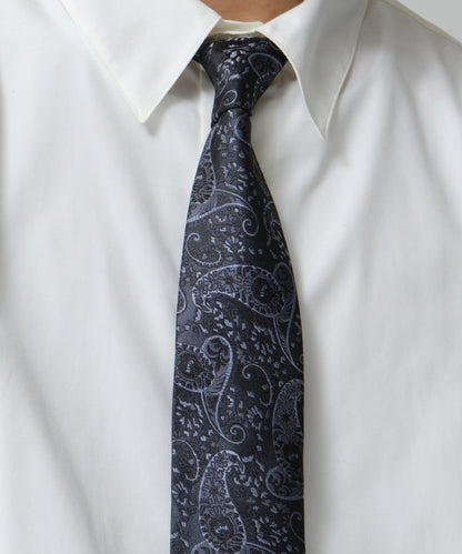 SUI-1998 ネクタイ 7cm ブラック シルバーブルーペイズリー エレガント 柄 メンズ ネクタイ kkne16