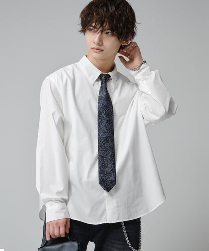 SUI-1998 ネクタイ 7cm ブラック シルバーブルーペイズリー エレガント 柄 メンズ ネクタイ kkne16