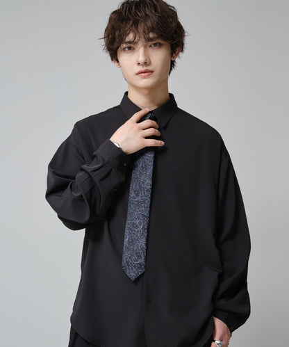 SUI-1998 ネクタイ 7cm ブラック シルバーブルーペイズリー エレガント 柄 メンズ ネクタイ kkne16