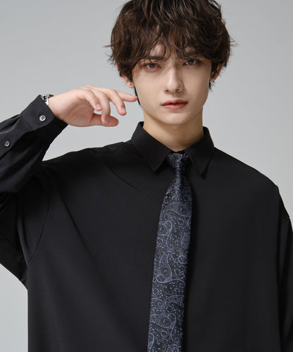 SUI-1998 ネクタイ 7cm ブラック シルバーブルーペイズリー エレガント 柄 メンズ ネクタイ kkne16