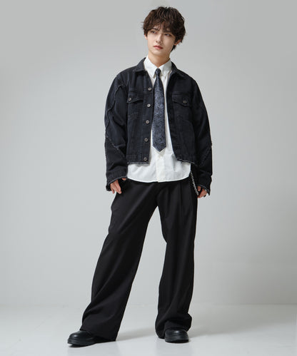 SUI-1998 ネクタイ 7cm ブラック シルバーブルーペイズリー エレガント 柄 メンズ ネクタイ kkne16