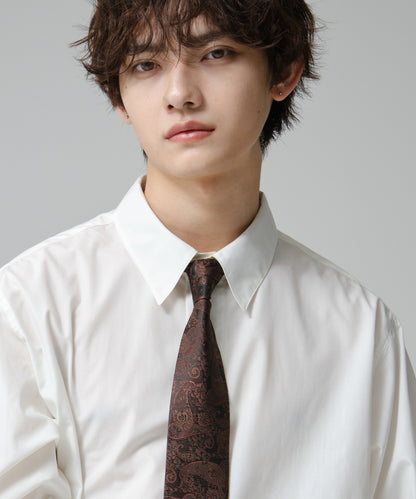 SUI-1998 ネクタイ 7cm ブラック レッドペイズリー 赤茶 エレガント 柄 メンズ ネクタイ kkne17