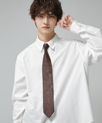 SUI-1998 ネクタイ 7cm ブラック レッドペイズリー 赤茶 エレガント 柄 メンズ ネクタイ kkne17