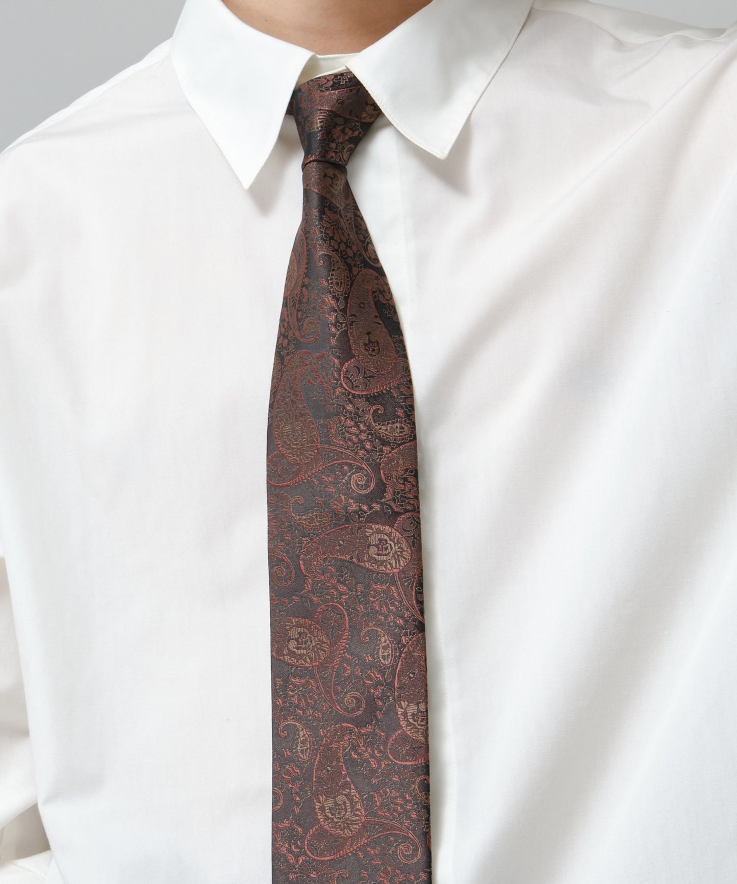 SUI-1998 ネクタイ 7cm ブラック レッドペイズリー 赤茶 エレガント 柄 メンズ ネクタイ kkne17