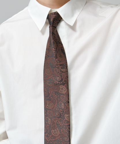 SUI-1998 ネクタイ 7cm ブラック レッドペイズリー 赤茶 エレガント 柄 メンズ ネクタイ kkne17