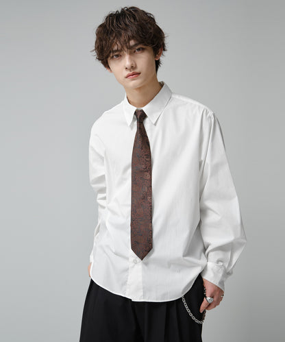 SUI-1998 ネクタイ 7cm ブラック レッドペイズリー 赤茶 エレガント 柄 メンズ ネクタイ kkne17