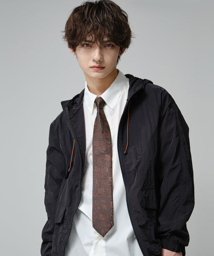 SUI-1998 ネクタイ 7cm ブラック レッドペイズリー 赤茶 エレガント 柄 メンズ ネクタイ kkne17