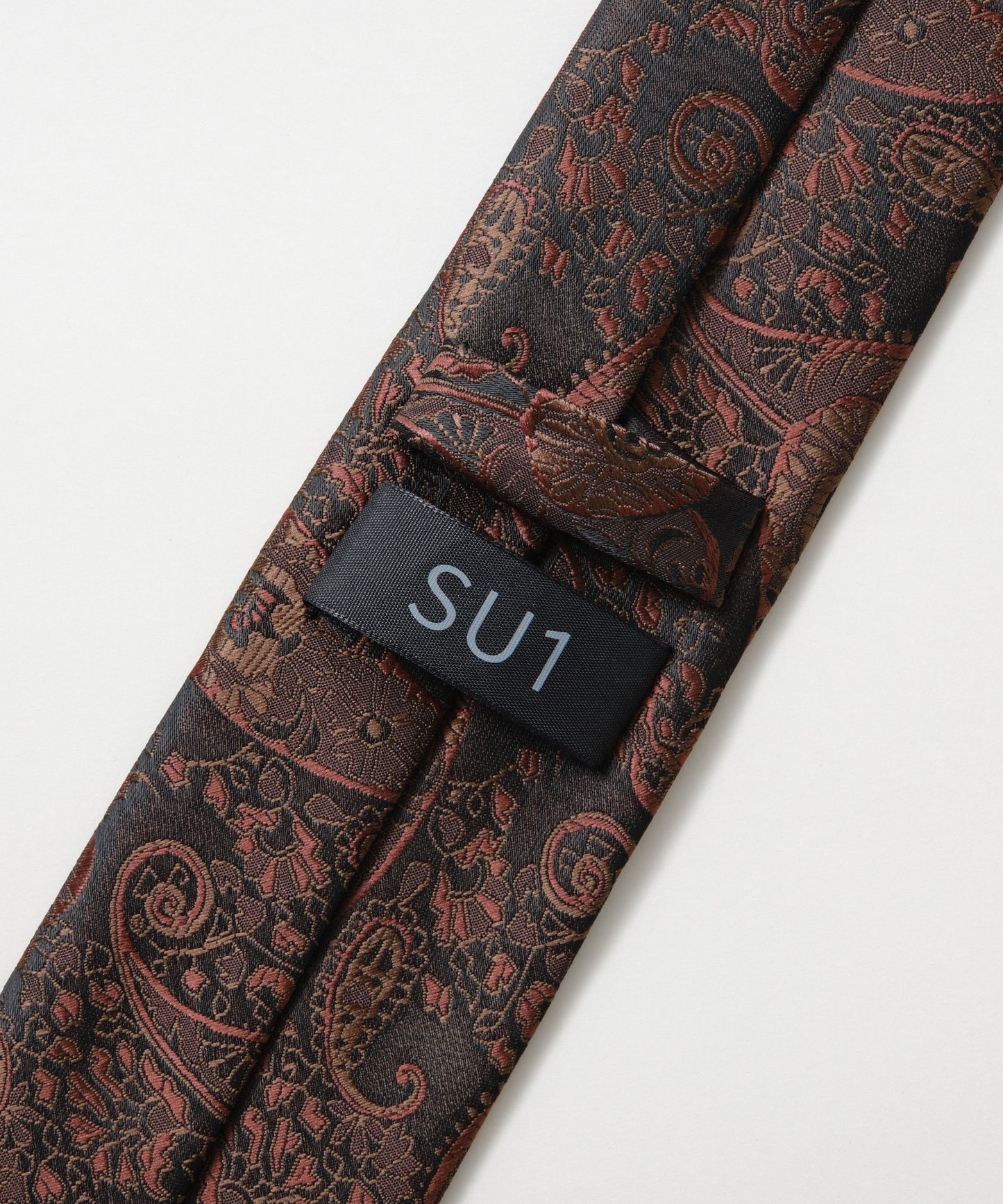 SUI-1998 ネクタイ 7cm ブラック レッドペイズリー 赤茶 エレガント 柄 メンズ ネクタイ kkne17
