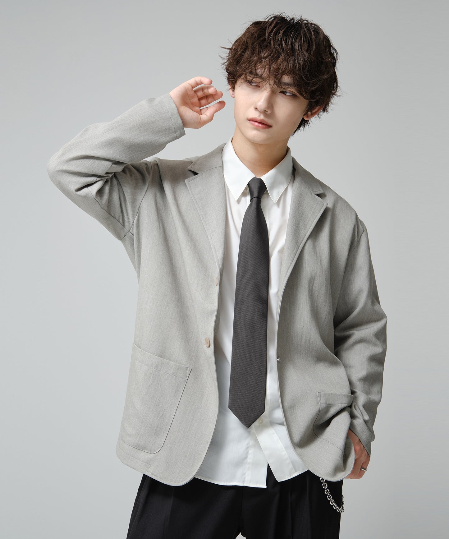 SUI-1998 ネクタイ 7cm チャコールグレー シンプル フォーマル メンズ ネクタイ kkne18