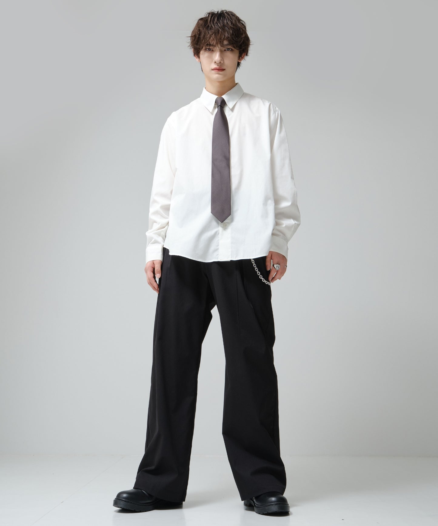 SUI-1998 ネクタイ 7cm チャコールグレー シンプル フォーマル メンズ ネクタイ kkne18