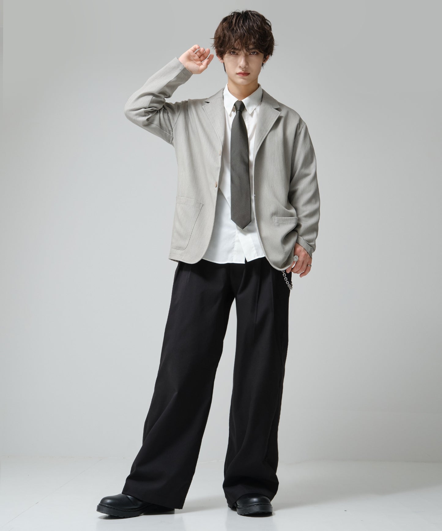 SUI-1998 ネクタイ 7cm チャコールグレー シンプル フォーマル メンズ ネクタイ kkne18