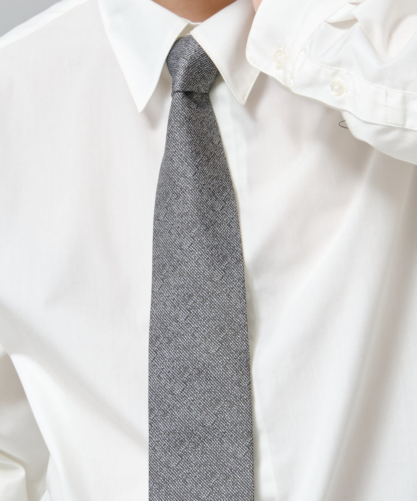 SUI-1998 ネクタイ 6cm シルバー ダークグレー シンプル 二色糸 メンズ ネクタイ kkne2