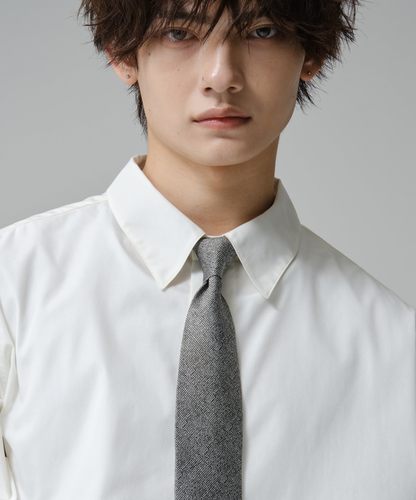 SUI-1998 ネクタイ 6cm シルバー ダークグレー シンプル 二色糸 メンズ ネクタイ kkne2
