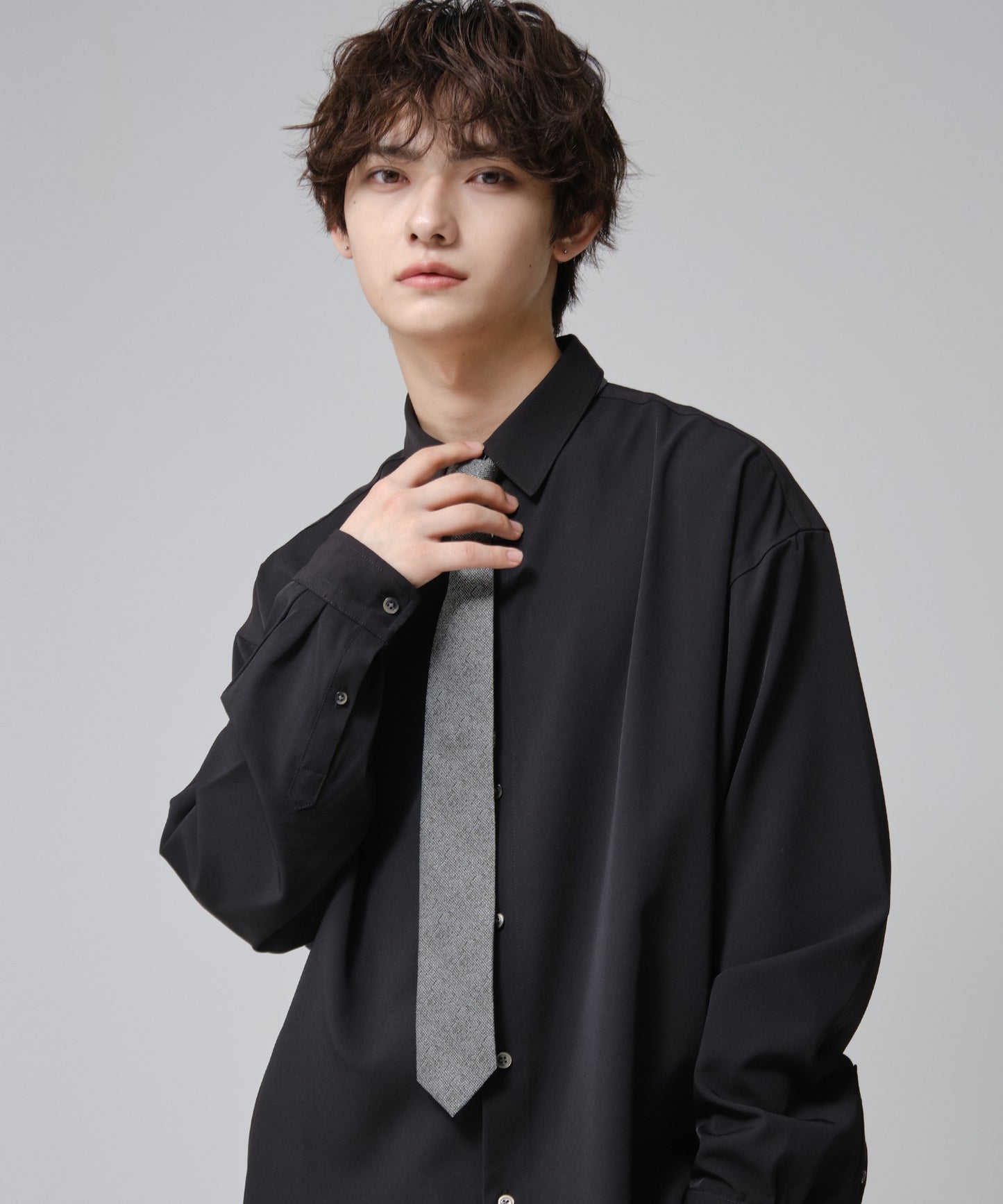 SUI-1998 ネクタイ 6cm シルバー ダークグレー シンプル 二色糸 メンズ ネクタイ kkne2