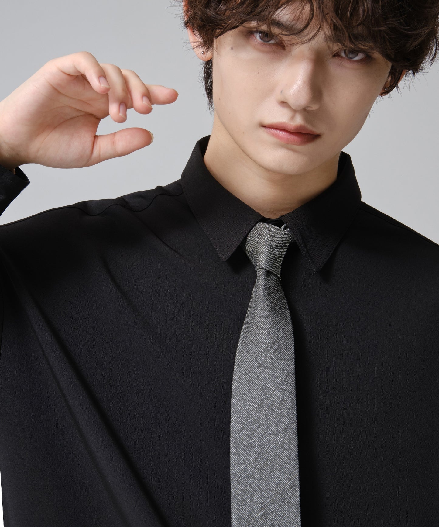 SUI-1998 ネクタイ 6cm シルバー ダークグレー シンプル 二色糸 メンズ ネクタイ kkne2