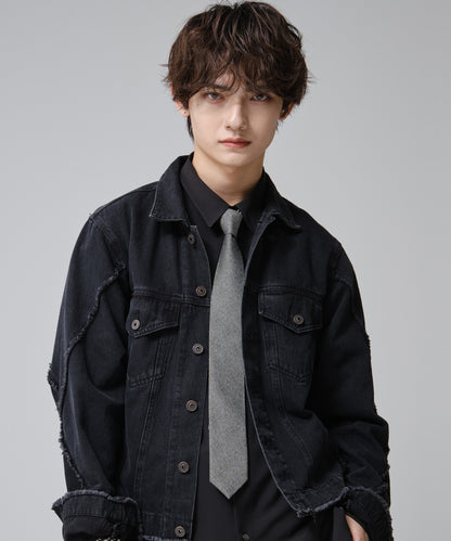 SUI-1998 ネクタイ 6cm シルバー ダークグレー シンプル 二色糸 メンズ ネクタイ kkne2